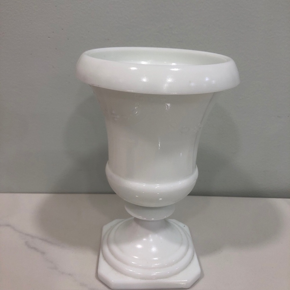 White Decorative Urn Vase -milk glass